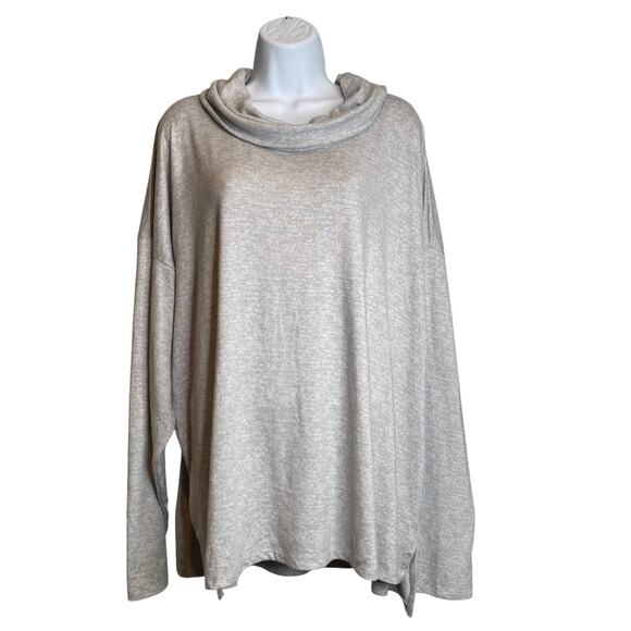 Softies Woman's Heather Gray Cowl Neck Long Sleeve Tunic Top Size 3XL Comfy Cozy - Picture 1 of 11